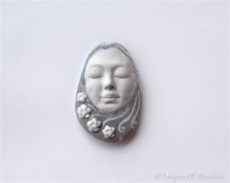 Ooak Stone Clay Sculpture On River Stone One Of A Kind Air Dry Stone