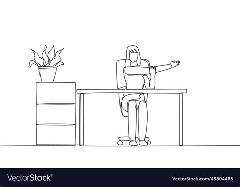 Single Continuous Line Drawing Woman Sitting Vector Image