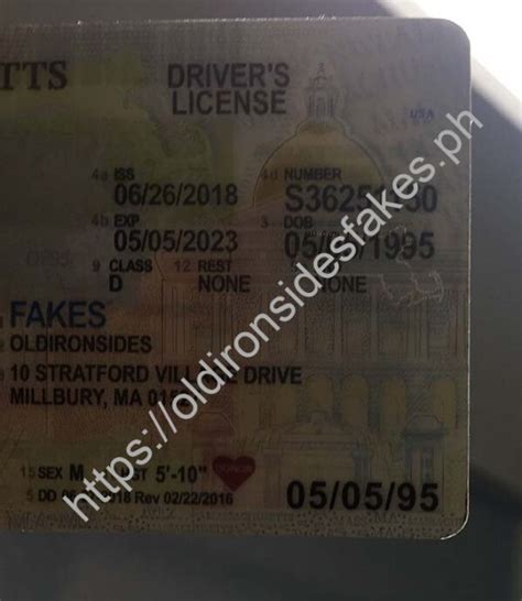 Massachusetts Driver License New Ma O21 Old Ironside Fake