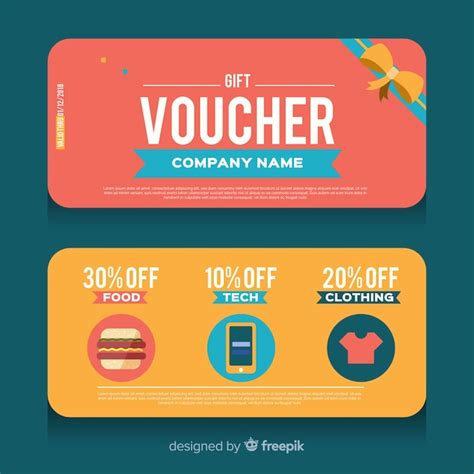 Free Vector Colorful Coupon Template With Flat Design