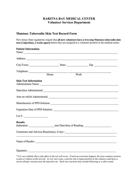 Printable 2 Step Tb Test Form