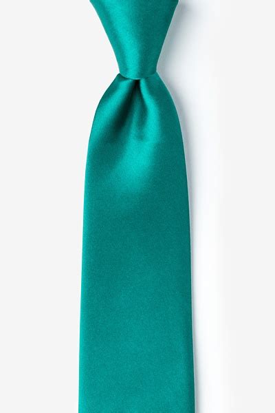 Teal Silk Tie For Men Solid Neckties Collection