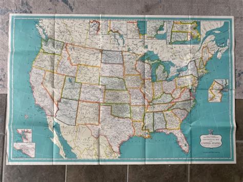 Vintage School Wall Map United States Field Enterprises Educational