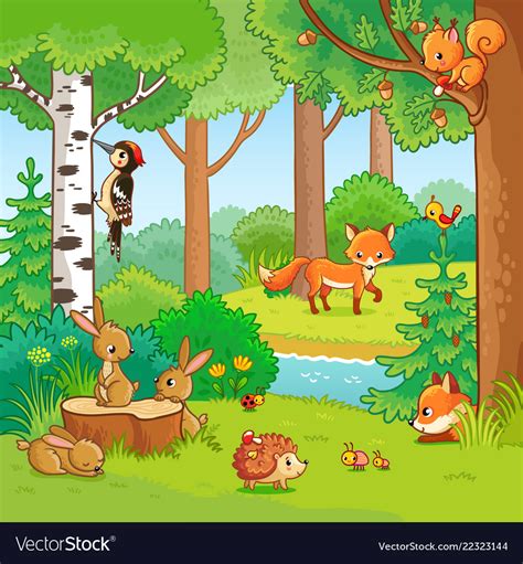 Animals In The Forest Royalty Free Vector Image