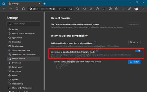 Enable Or Disable Reload In Internet Explorer Mode In Microsoft Edge