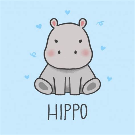 Step By Step Tutorial For Draw Cute Hippo Illustration