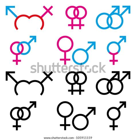 Vector Illustrations Of Male And Female Sex Symbol In Colour And Black