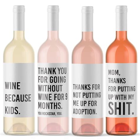 4 Funny Mother S Day Wine Stickers Mom Life Wine Bottle Etsy