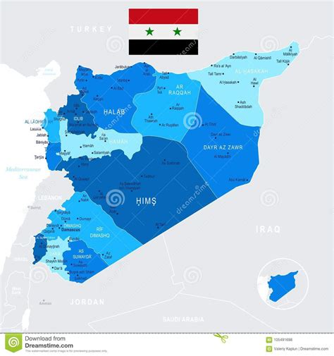 Siria Mapa Y Bandera Ejemplo Detallado Del Vector Stock De Ilustraci N Ilustraci N De