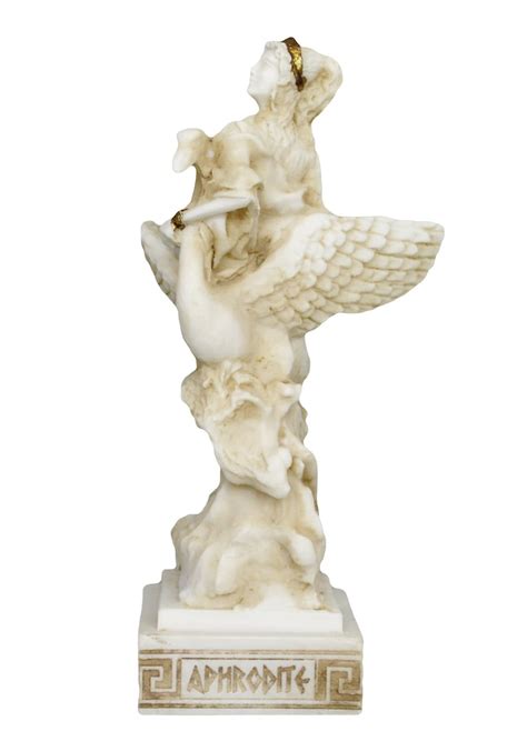 Aphrodite On Swan Alabaster Aged Small Statue Goddess Of Love Etsy