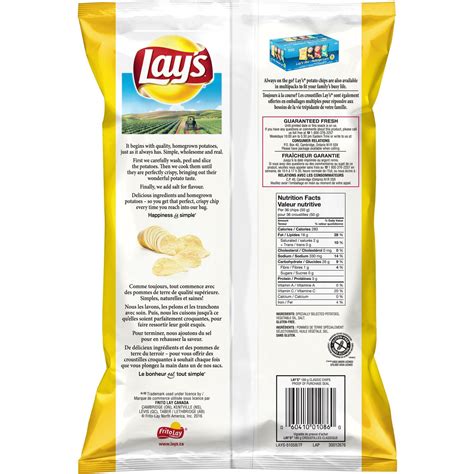 Lays Potato Chips Nutrition Facts Label