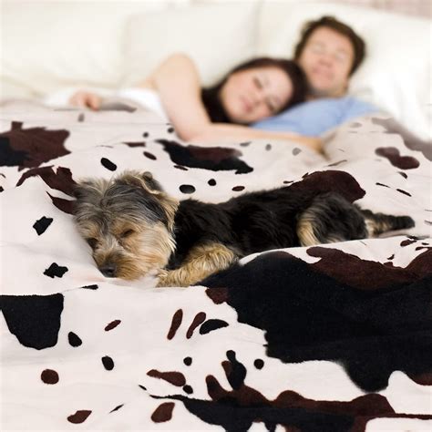 Cow Print Blanket Animal Brown Black Milky White Faux Fur Throw