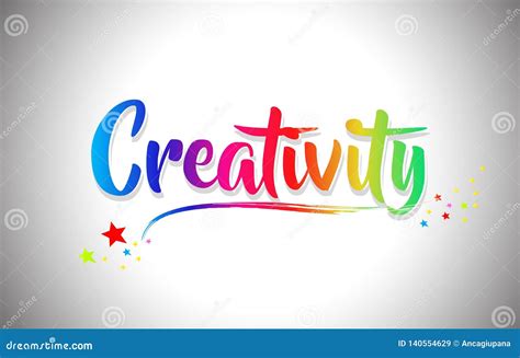 Creativity Handwritten Word Text With Rainbow Colors And Vibrant Swoosh