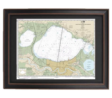 Framed Nautical Map 11369 Lakes Pontchartrain And Maurepas Nautical