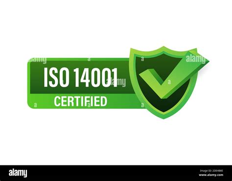 Iso 14001 Certified Badge Icon Certification Stamp Flat Design