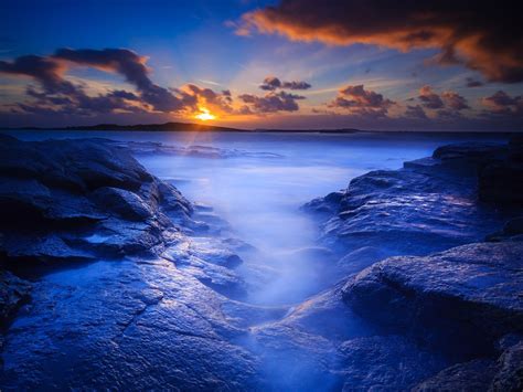Wallpaper Morning Beach Sea Rocks Dawn Sunrise 1920x1200 Hd Picture