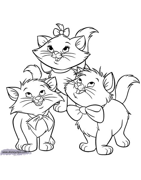 Aristocats Coloring Page Marie Toulouse Berlioz Disney Coloring Pages