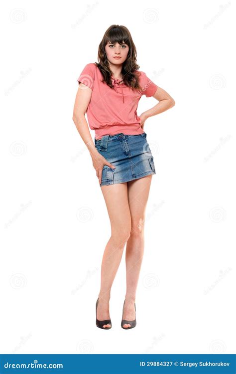 Cute Girl In Jeans Mini Skirt Stock Image Image Of Alluring Femininity 29884327