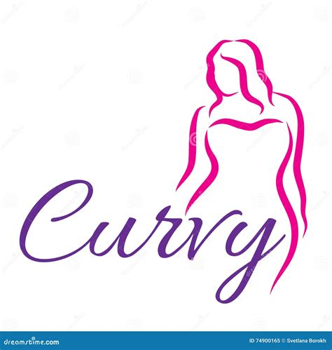 Girl Silhouette Sketch Plus Size Model Curvy Woman Symbol Vector
