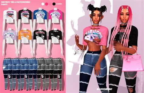 Destroy Tee Patchworks Pants Badddiesims On Patreon Sims 4 Sims