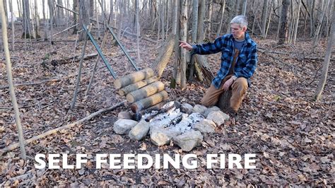 How To Build A Self Feeding Fire Winter Camping Bushcraft All Night