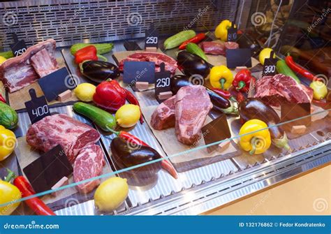Meat Display In Butcher Shop Stock Photo Image Of Market Choice