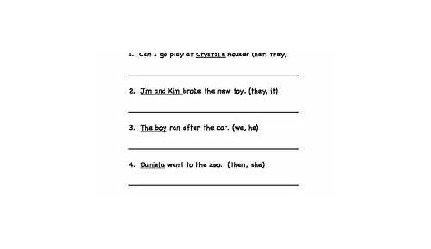 pronoun worksheets for grade 1