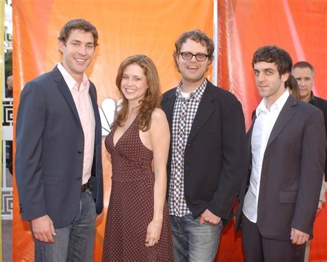 john krasinski jenna fischer rainn wilson b j novak from the office at arrivals for nbc all