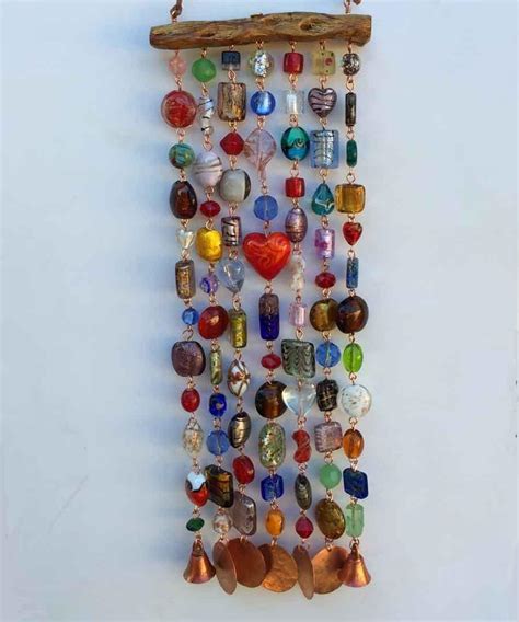 Glass Beaded Wind Chime Suncatcher On Cholla Wood With
