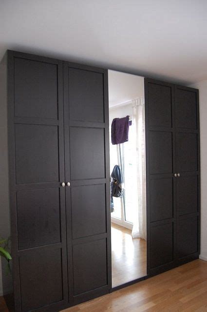 Wardrobe with sliding doors, white stained oak effect/auli mirror glass. IKEA Pax Hemnes Wardrobes | Garderob spegel ...