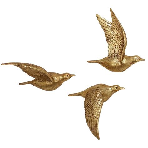 Chelsea Grove 44796 Metallic Gold Flying Bird Sculptures Wall Decor