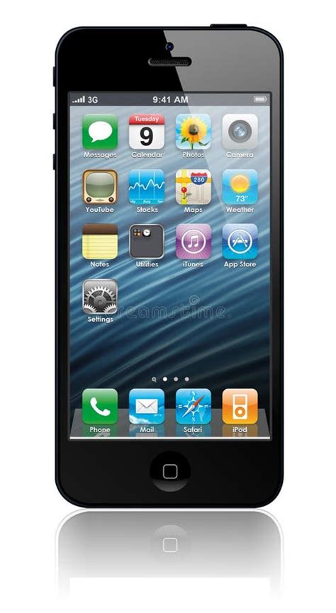 New Apple Iphone 5 With Icons Inside Editorial Image Illustration Of