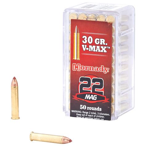 Hornady V Max 22 Wmr 30 Grain Rimfire Rifle Ammunition 50 Rounds