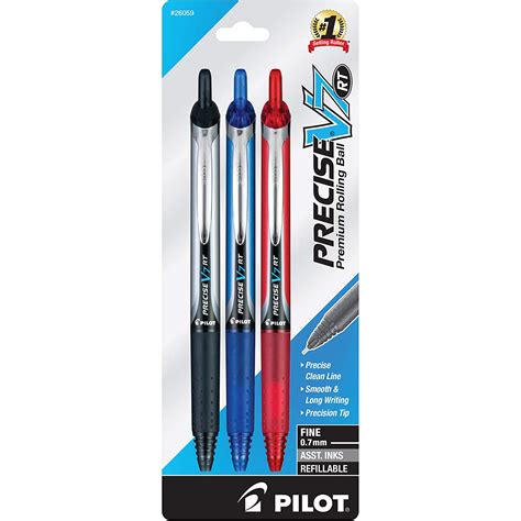Pilot Precise V7 Rt Retractable Rolling Ball Pens Fine Point 3 Pack