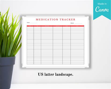 medication tracker medication log printable template etsy