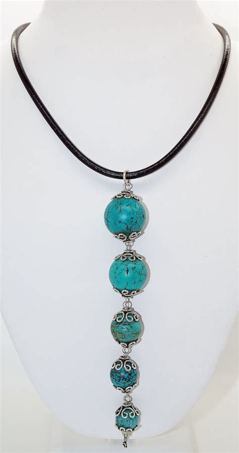 Turquoise And Sterling Silver Pendant Handmade Leather Etsy