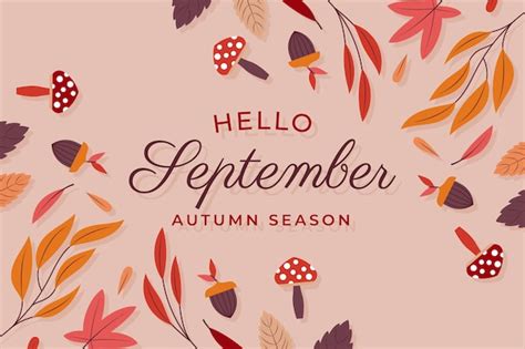 Free Vector Flat Hello September Background For Autumn