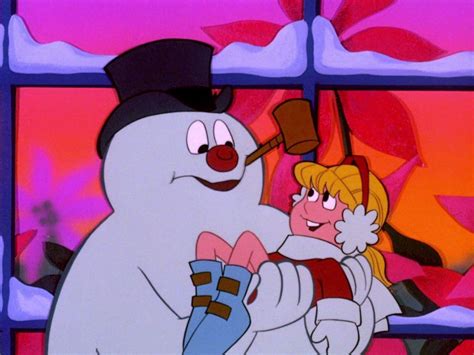 Frosty With Karen In His Arms Christmas Cartoon Movies Christmas Cartoons Frosty The Snowmen