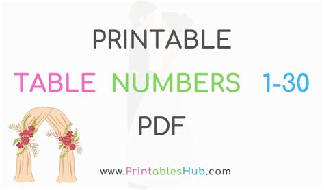 Free Printable Table Numbers 1 30 Cards Pdf Printables Hub