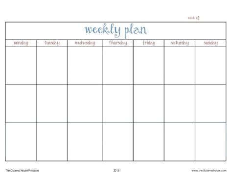 4 Week Calendar Template Weekly Planner Template Weekly Calendar
