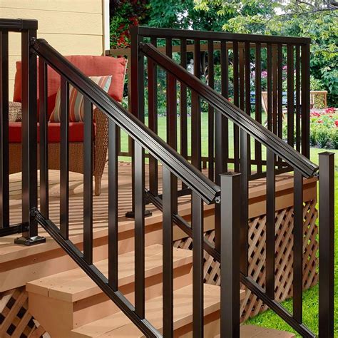 Peak Aluminum Railing 6 Ft Aluminum Stair Hand And Base Rail In Black