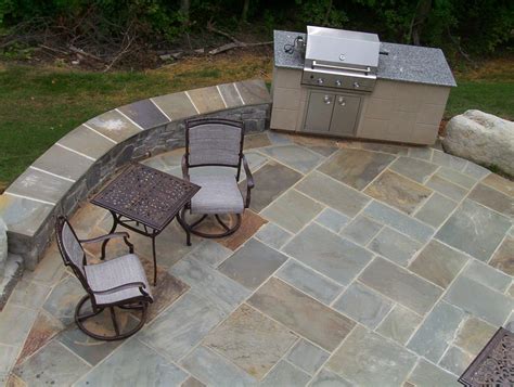 Stone Patio Outdoor Kitchen And Water Feature In Bethesda Md