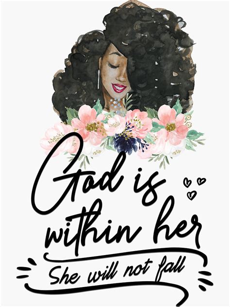 Black Woman God Is Within Her She Will Not Fall Sticker For Sale By