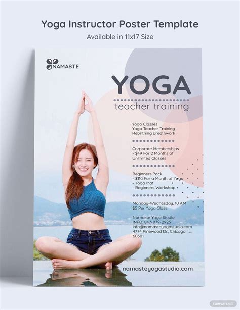 yoga instructor poster template in psd illustrator indesign download