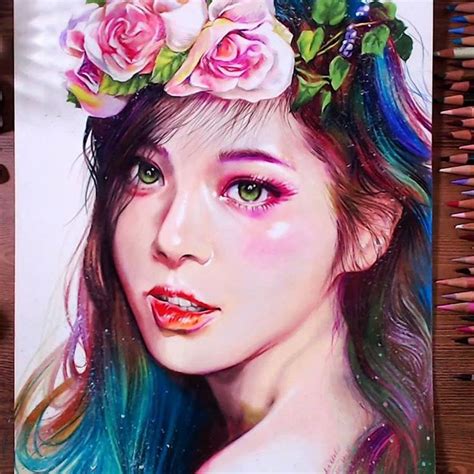 Drawing Beautiful Girl Using Colored Pencil Drawing Coloredpencil
