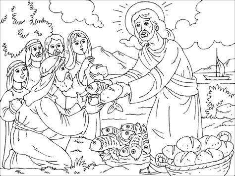 Free Coloring Page Mar Loaves And Fishes