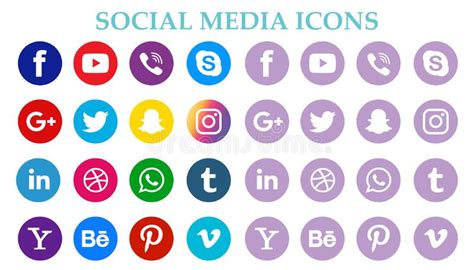 Most Popular Social Media Logo Flat New Icon Set Vector Illustration