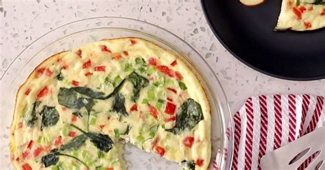 Skinny Crustless Spinach Red Pepper And Feta Quiche Recipe Yummly