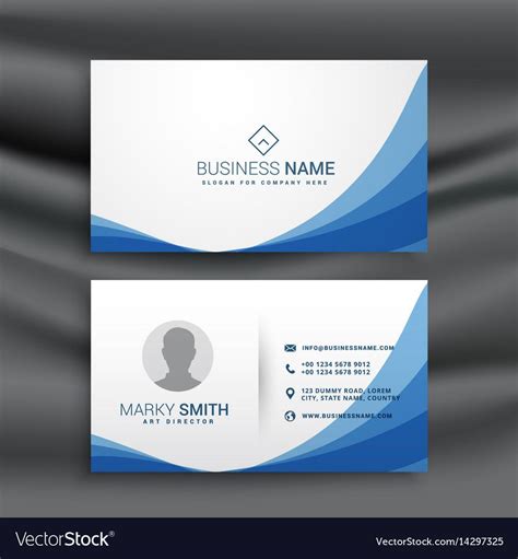 Blue Wave Simple Business Card Design Template Pertaining To Visiting