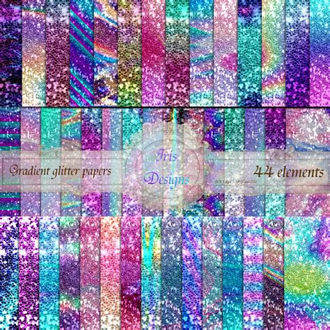 Iris Designs Gradient Glitter Papers
